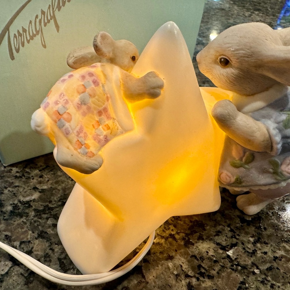 Vintage Terragraphics Bunny & Star Night Light Works Great With Box - Picture 7 of 10